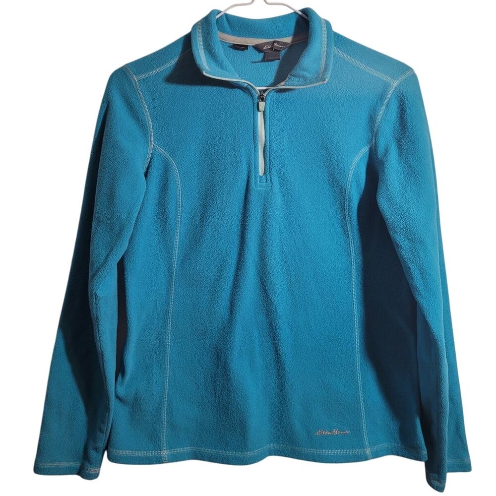 Eddie bauer polartec fleece quarter zip turquoise outdoor pullover xs womens